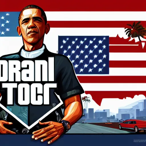 Image similar to obama in gta 5, hd digital art, trending on artstation