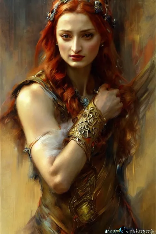 Image similar to sansa, painting by daniel gerhartz, alphonse murac, detailed art, fantasy