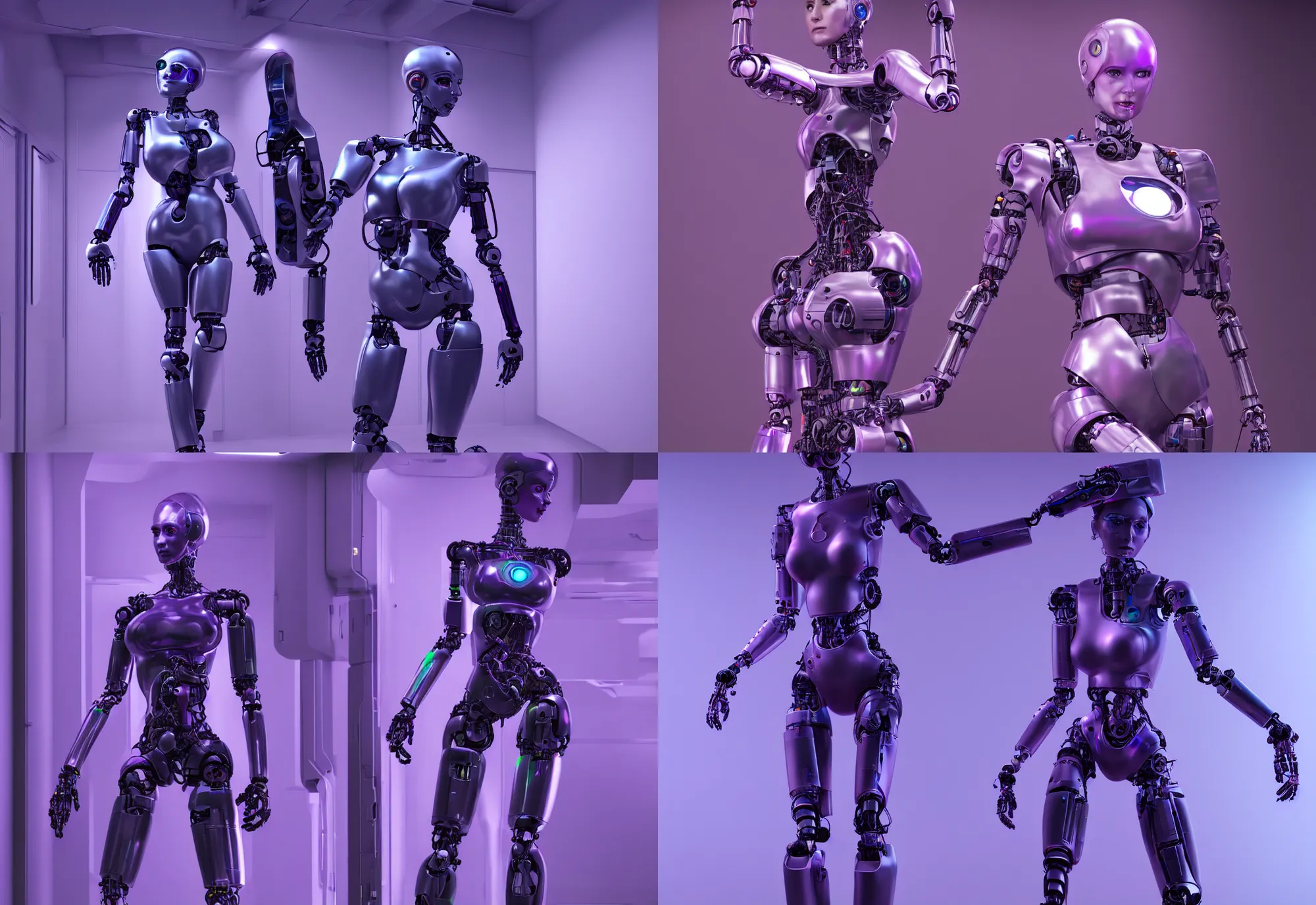 Prompt: concept art female cyborg body robot, in extreamly detaield realistic datacenter, by barclay shaw in cyberpunk and syntwave style, violet colors, cinematic and realisctic compostion, high quality, extreamly detailed render by octane render 8 k