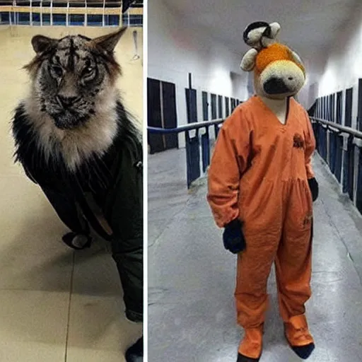 Image similar to animals dressed as inmates