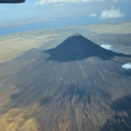 Image similar to view from helicopter of Volcano, matte painting