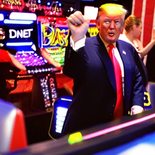 Image similar to donald trump playing dance dance revolution