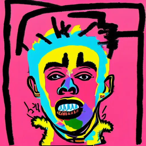 Prompt: tyler the creator album cover in the style of jean michel-basquiat