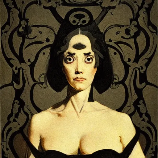 Image similar to portrait of bayonetta by goya and escher and hogarth, illusion surreal art, highly conceptual figurative art, intricate detailed illustration, controversial poster art, polish poster art, geometrical drawings, no blur