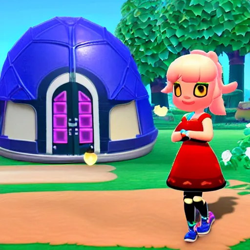 Image similar to Futuristic cybergoth Disney princess in Animal Crossing