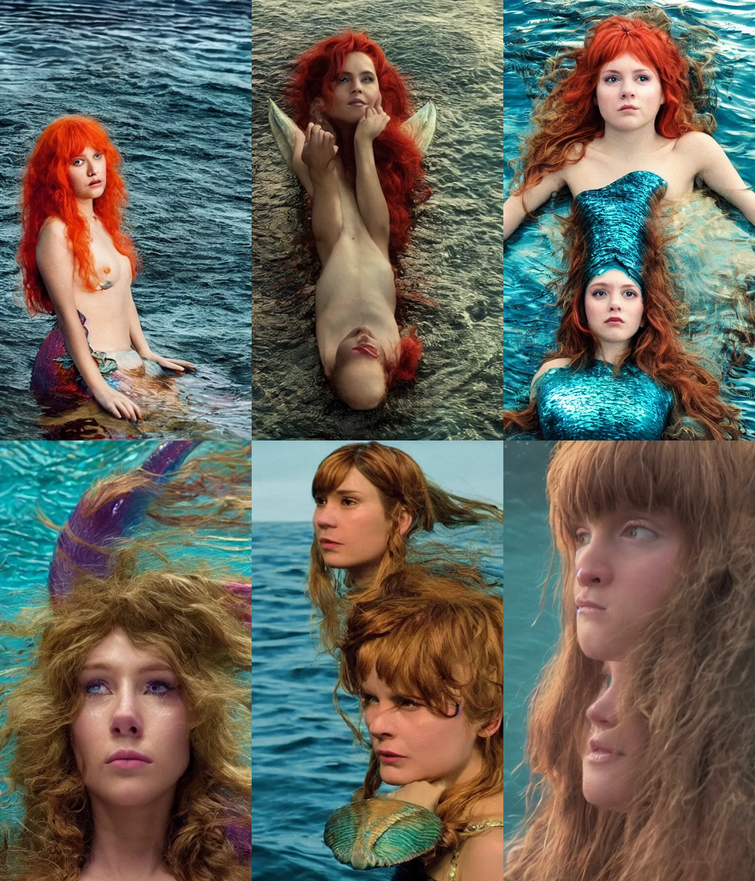 Prompt: full color still of a half mermaid Swede with hazel bangs, 2011 cinematography, directed by Louis Leterrier