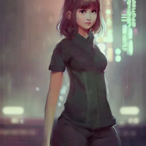 Image similar to character sheet of a incredibly cute and lovely girl, digital art by wlop. character design concept art. artstation contest winner, blade runner, scifi, candy girl