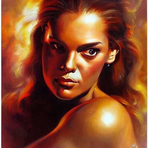 Image similar to detailed portrait of kirby intricate, hyper detailed, realistic, oil painting, by julie bell, frank frazetta, cinematic lighting