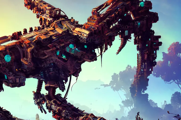 Image similar to bristleback machine mecanical creature robot of horizon forbidden west horizon zero dawn bioluminiscence global illumination ray tracing hdr fanart arstation by ian pesty and alena aenami artworks in 4 k