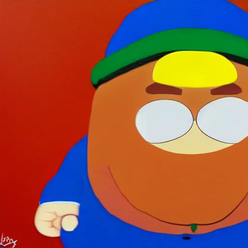 Prompt: painting of eric cartman from south park