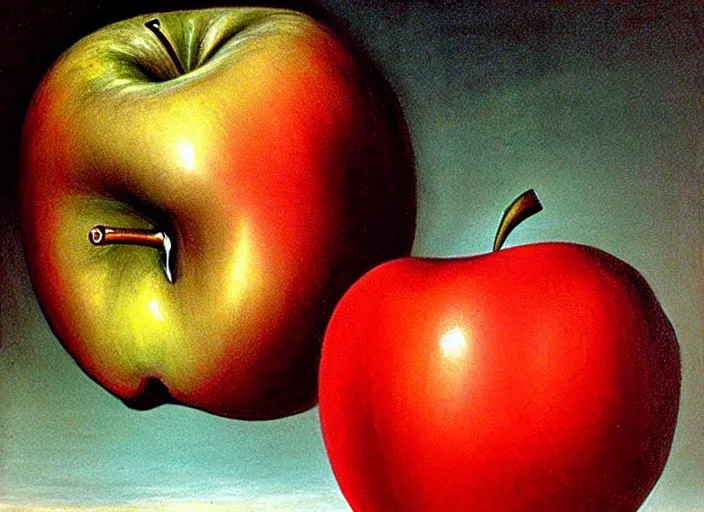 Prompt: an apple ， by salvador domingo felipe jacinto dali i domenech,