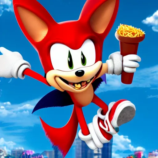 Image similar to rouge the bat from sonic eating a chili dog