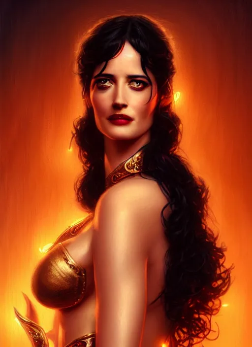 Image similar to eva green as dejah thoris, intricate, elegant, glowing lights, highly detailed, digital painting, artstation, glamor pose, concept art, smooth, sharp focus, illustration, art by artgerm and greg rutkowski, artey freytag