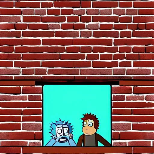 Live wallpaper Rick and Morty on a brick wall background / interface  personalization