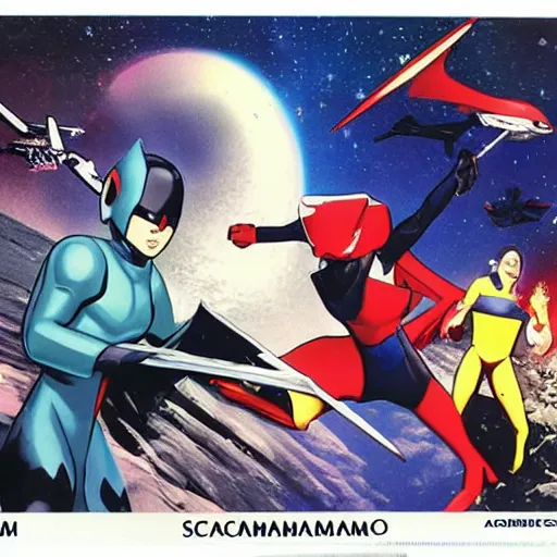 Prompt: space science ninja team gatchaman drsigned by alex ross hr giger moebius - w 9 6 0