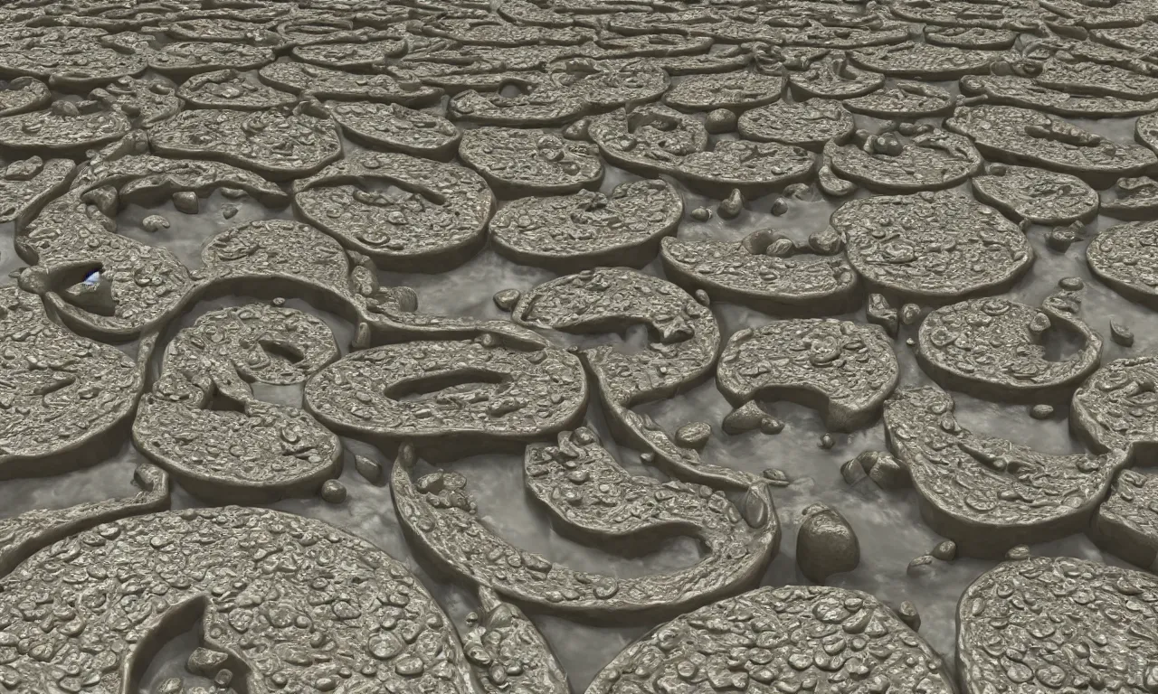 Image similar to a stream of water entering a machine made from seed shaped amphoras and producing a coin in the style of an instruction manual, 3d render 8k,