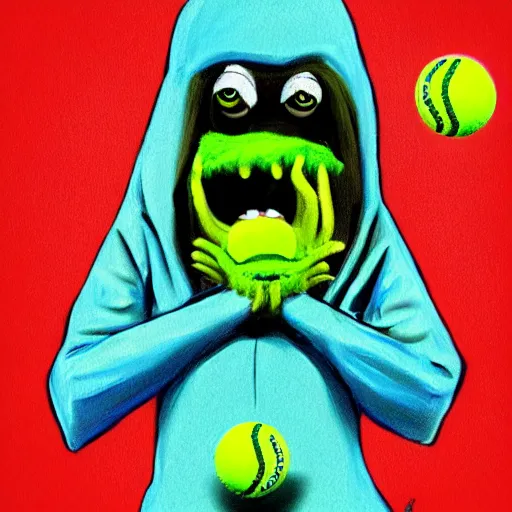 Image similar to snoop dogg tennis ball monster ,tennis ball, digital art, fantasy,chalk, magic, trending on artstation, ultra detailed, professional illustration by Basil Gogos