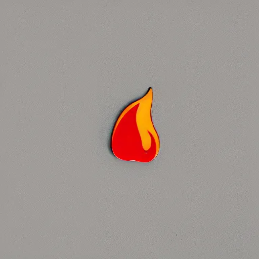 Image similar to an award - winning photograph of minimalistic clean fire flames warning label enamel pin, beautiful cinematic light, behance