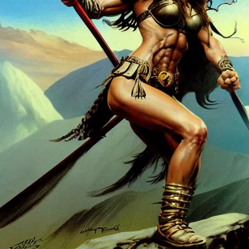 Prompt: taylor swift as a warrior maiden by frank frazetta and wlop and glen rutkowski
