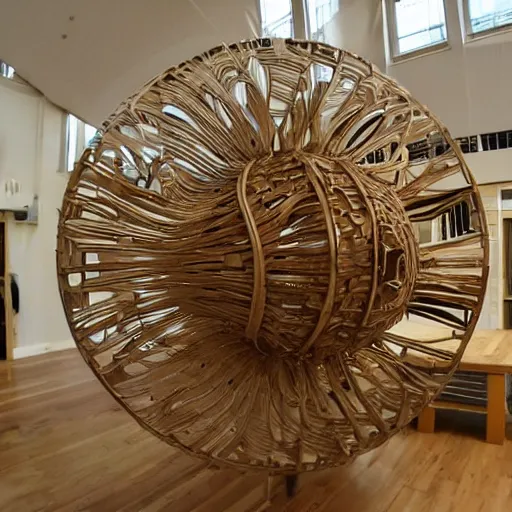 Image similar to a kinetic sculpture made with bamboo