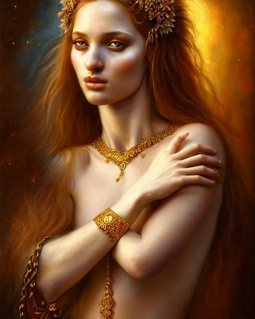 Prompt: portrait of the beautiful young aphrodite's, unusual beauty, esoteric, outworldly colours, head in focus, fantasy art, ornamental, intricate, elegant, highly detailed hyperrealistic painting, artstation, concept art, painterly, golden ratio, sharp focus, illustration, art by tomasz alen kopera
