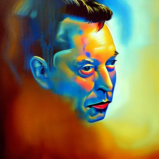Image similar to Surrealist Portrait painting of Elon Musk, futuristic