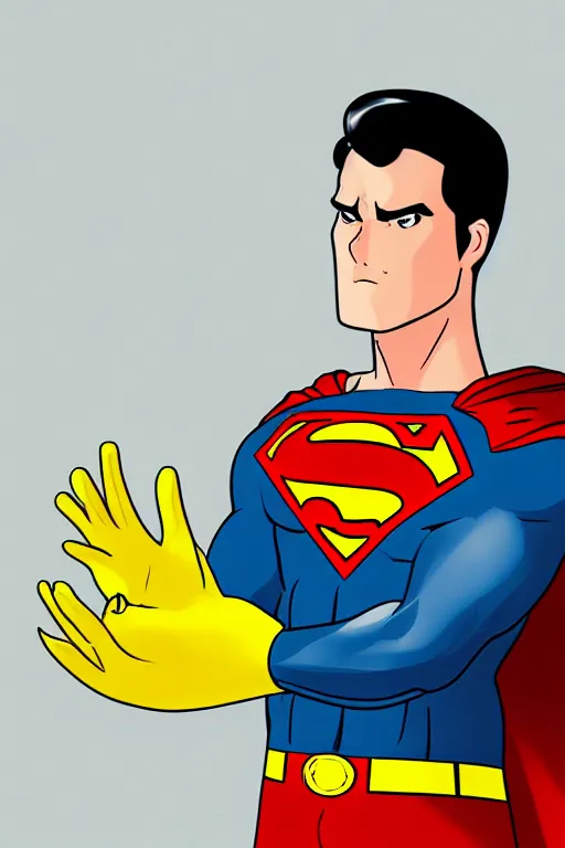 Prompt: superman wearing yellow rubber gloves to wash dishes, highly detailed, digital art, sharp focus, trending on art station, anime art style