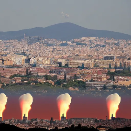 Image similar to nuke explosion in the skyline from barcelona seen from vallvidrera