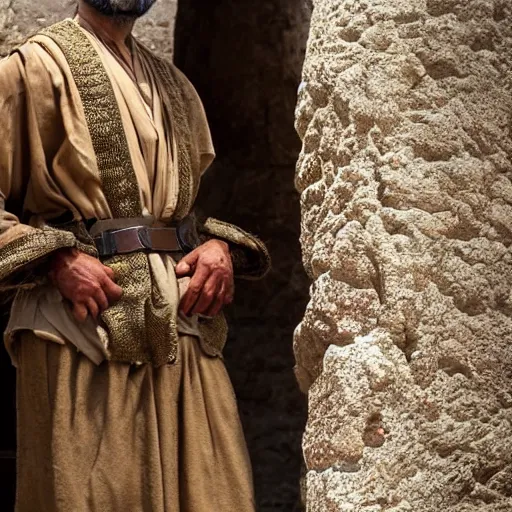 Image similar to Close up of a Kurdish shepherd wearing traditional Kurdish clothes in a movie directed by Christopher Nolan, movie still frame, promotional image, imax 70 mm footage