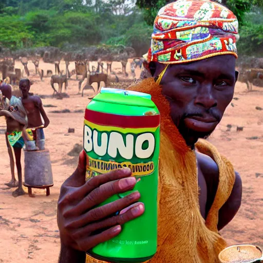 Image similar to bongo man drinking bongo beer on bongo style africa bongo people and love, realistic photo, surreal place