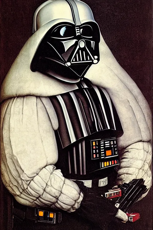 Image similar to portrait of Dart Vader by Hans Holbein,