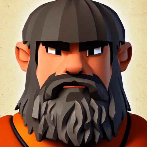 Prompt: portrait of a small but blocky dwarf with an large orange beard, muscular build, tough, highly detailed, ultra realistic, trending on artstation, photo, medieval, fantasy
