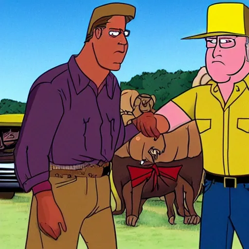 Prompt: a still of from king of the hill crossover with the movie blazing saddles