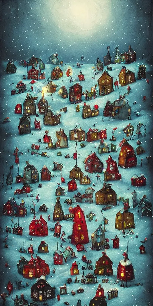 Image similar to a santa village christmas scene by alexander jansson