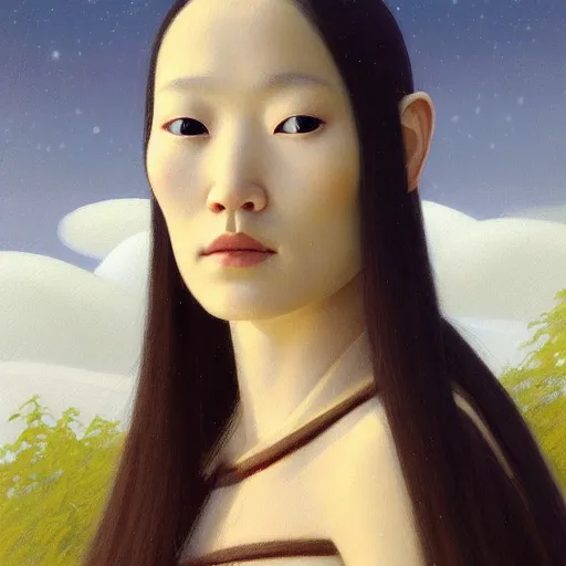 Prompt: a ultradetailed beautiful painting of a european inuit woman in the park by hsiao ron cheng, ngai victo, nivanh chanthara jean delville wlop and dougherty patrick, trending onv artstation, alaska, light sparkles, major arcana sky, sharp focus, soft light