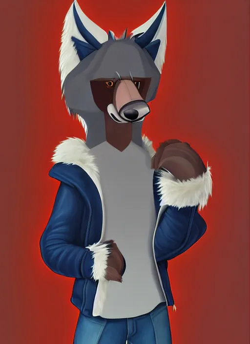 Prompt: expressive stylized master furry artist digital colored pencil painting full body portrait character study of the bear ( sergal ) small head fursona animal person wearing clothes leather bomber jacket pilot standing next to airplane by master furry artist blotch, sharp focus vintage disney animation style