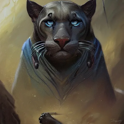 Image similar to a portrait of a panther portrait, cute and adorable, pretty, beautiful, art portrait, matte fantasy painting, deviantart, super detailed eyes, super detailed, nose, super detailed, eyes, artstation, by jason felix by steve argyle by tyler jacobson by peter mohrbacher, cinematic