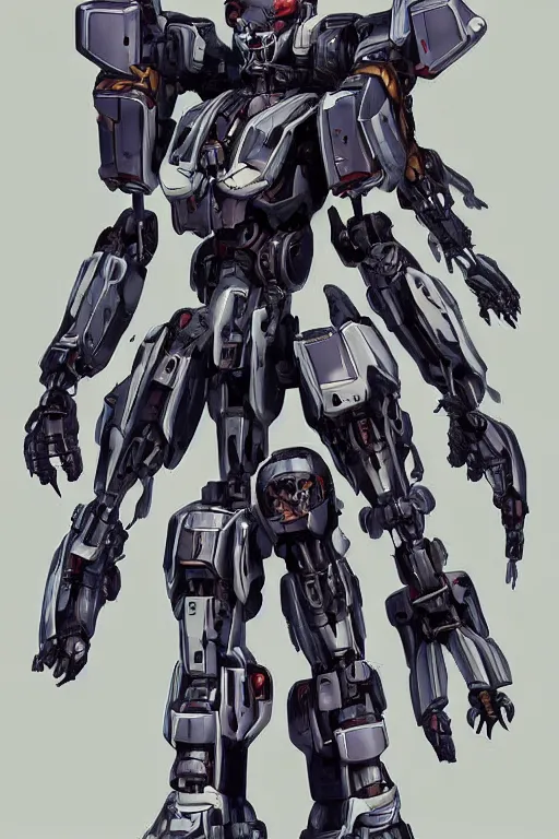 Image similar to full body illustration!! a female mecha with hollow skull eyes, very symmetrical face!! highly detailed, by yoji shinkawa, by kenny carmody, by ryouta otsuka, by hideyuki ashizawa, by marc nagel, by arknect, transformers cinematic universe, deviantart, artstation, pinterest, unreal engine