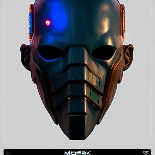 Image similar to cyberpunk mask design, character sheet, Moebius, Greg Rutkowski, Zabrocki, Karlkka, Jayison Devadas, Phuoc Quan, trending on Artstation, 8K, ultra wide angle, zenith view, pincushion lens effect.