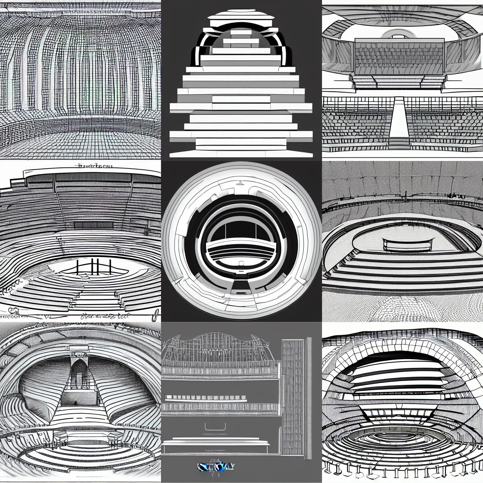 Prompt: a stephen biesty cross - section of simplified!!! white smooth shaded ancient amphitheater, precise! vector trace, 3 / 4 wide shot, sam werczler, sketch - up, white background