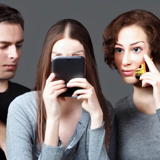 Image similar to futuristic dystopian group of people starring into their phone