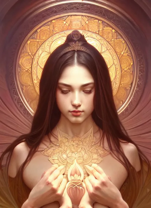 Image similar to perfectly detailed lotus!!! blessed by nature with ever - increasing physical mental perfection, symmetrical! intricate, sensual features, highly detailed, biblical divine holy perfection!! digital painting, artstation, concept art, smooth, sharp focus, illustration, art by artgerm and greg rutkowski and alphonse mucha