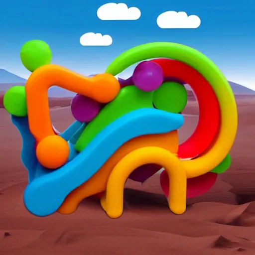 Image similar to baby toy shape building in the dessert, big scale