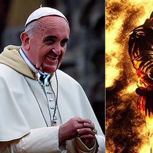 Image similar to the pope as a mortal kombat character