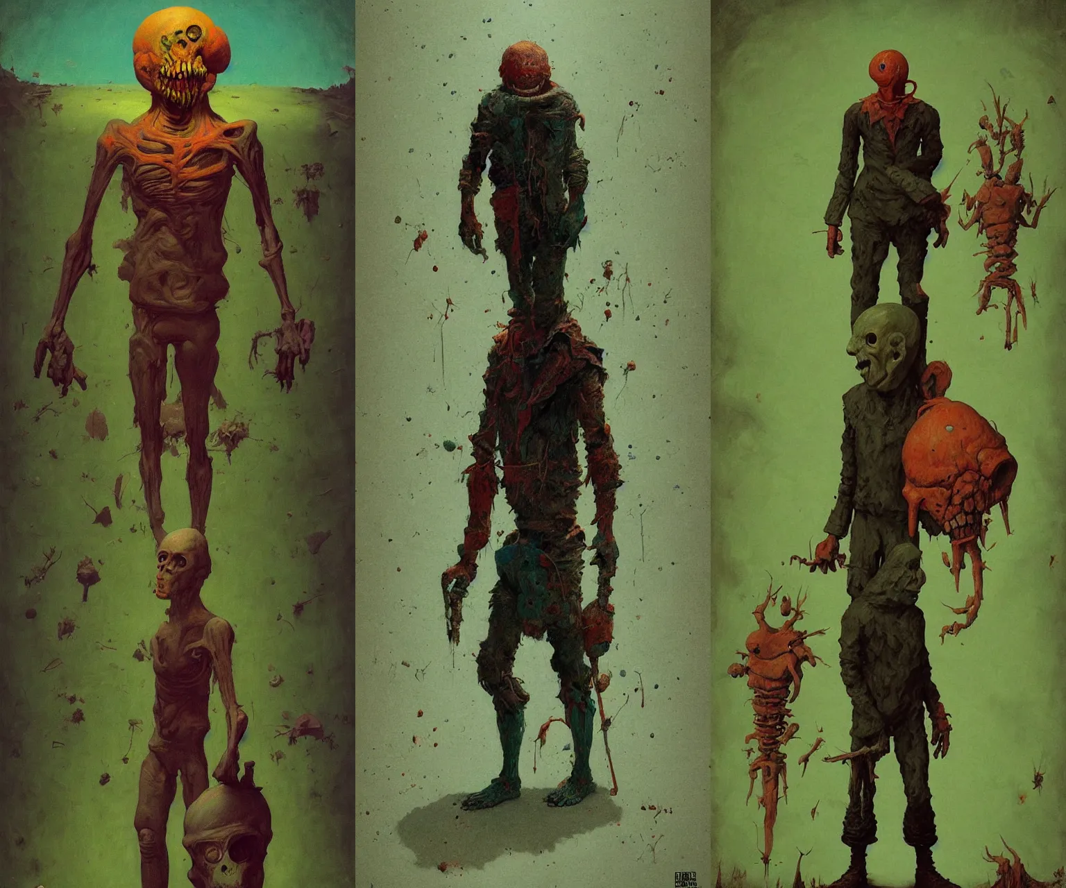 Image similar to full - body portrait surreal colorful clay fighting artstation rpg giant ghoul character concept art anatomy, action pose, very coherent and colorful high contrast masterpiece by norman rockwell franz sedlacek hieronymus bosch dean ellis simon stalenhag rene magritte gediminas pranckevicius, dark shadows, sunny day, hard lighting, reference sheet white! background