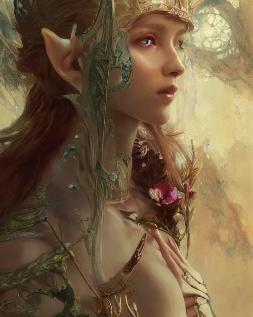 Image similar to a beautiful elf princess, oil painting, by Fernanda Suarez and and Edgar Maxence and greg rutkowski