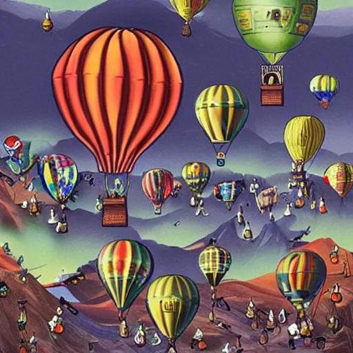 Prompt: a hot air balloon invasion by many ninjas, fiasco, hyper realistic, detailed - 6