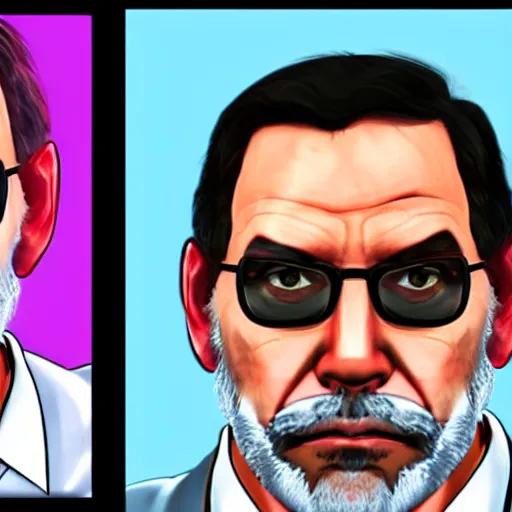 Image similar to ganster mariano rajoy, gta v loading screen art,