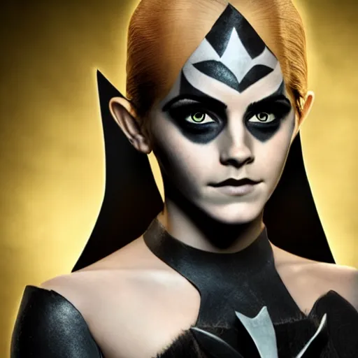 Image similar to Emma Watson modeling as Midna from Zelda, (EOS 5DS R, ISO100, f/8, 1/125, 84mm, postprocessed, crisp face, facial features)