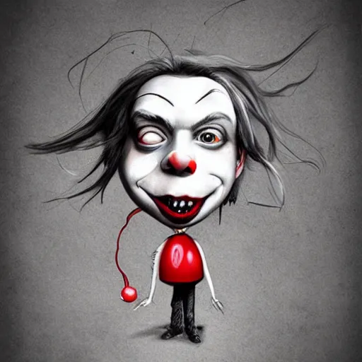 Prompt: surrealism grunge cartoon portrait sketch of billie eilish the slender man with a wide smile and a red balloon by - michael karcz, loony toons style, pennywise style, horror theme, detailed, elegant, intricate